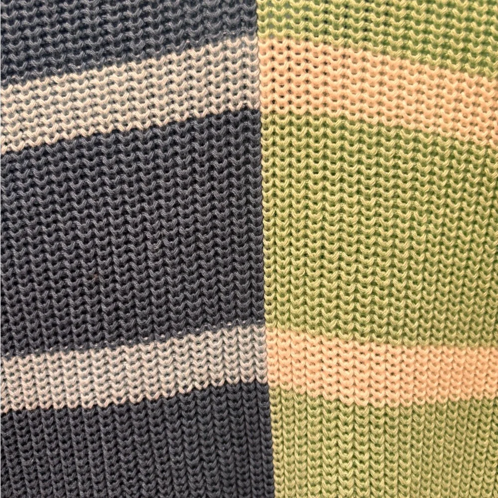 Peace Double V Sweater Striped V-Neck Sweater - Blue and Green Size M - Picture 5 of 6
